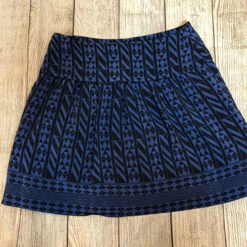 Madewell Skyline 100% Silk Skirt Geometric Print Sz 2 - Picture 2 of 6